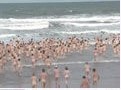 400人集体裸泳创纪录 美女接受采访称太疯狂