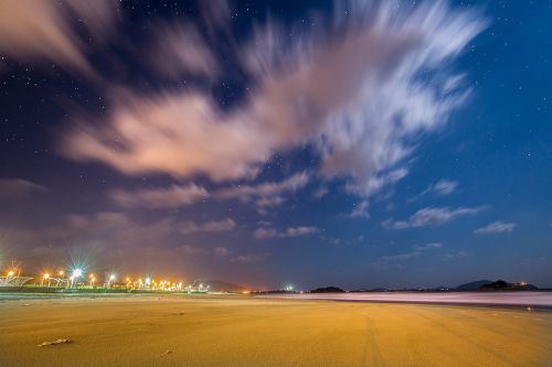 2015年11月，福建省平潭综合实验区沙滩上的星空美景（摄影：汤珺琳）