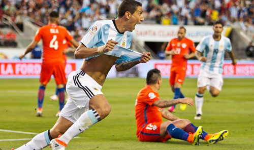 美洲杯-迪马利亚巴内加互相传射 阿根廷2-1击败智利