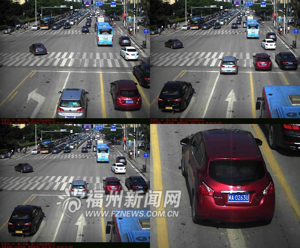 福州警方曝光150辆违反使用公交专用道被抓拍车辆