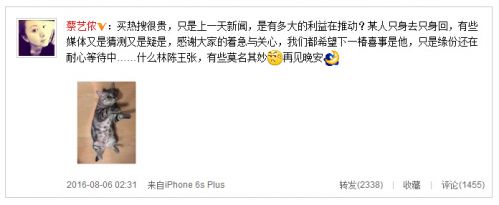 唐人电影总裁蔡艺侬个人资料微博 蔡艺侬否认胡歌携女子赴婚礼