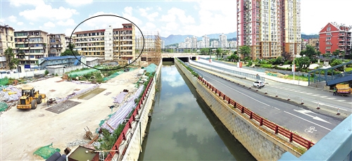 福州站东路改造 因一建筑拆除受阻卡在最后百米