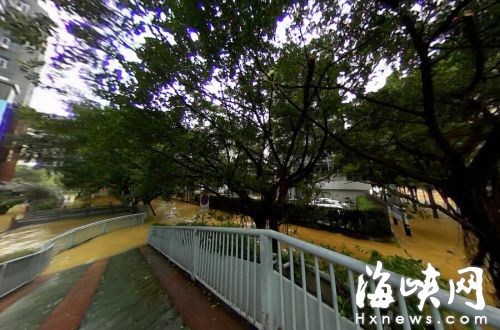 吓！台风“鲇鱼”登陆前后的福州华林天桥对比图