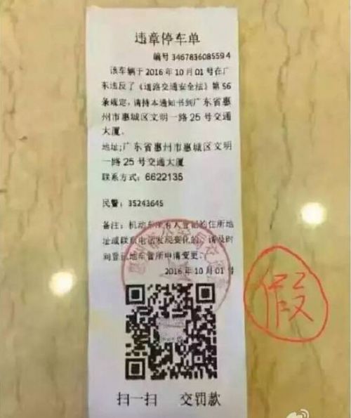 福州：车上被贴这种带二维码的交通罚单 千万别扫……