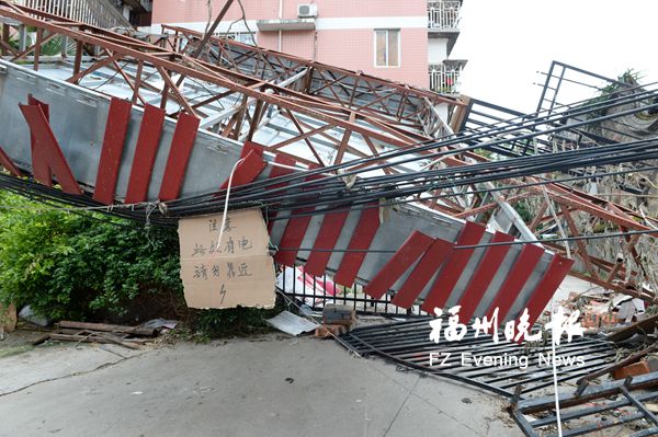 福州两大树断裂倒伏广告牌压电线 居民盼处理