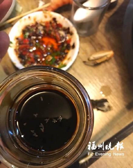 江记海鲜火锅醋罐内现活虫 消费者已拨12315维权