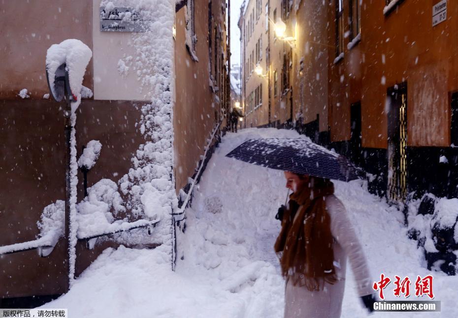 美哭！瑞典迎暴雪天气 城市秒变“童话世界”