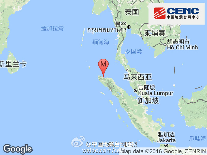 印尼苏门答腊岛地震 震级达6.8 尚未发布海啸警报