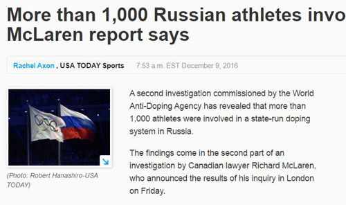 俄罗斯禁药风波上千名运动员涉及其中 主要负责人已成副总理