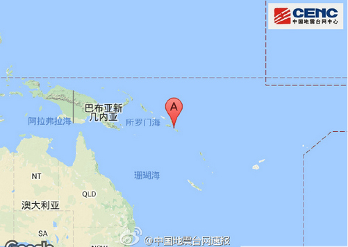 中新网12月18日电  据中国地震台网正式测定：12月18日13时46分在所罗门群岛(南纬10.22度，东经161.19度)发生5.9级地震，震源深度40千米。