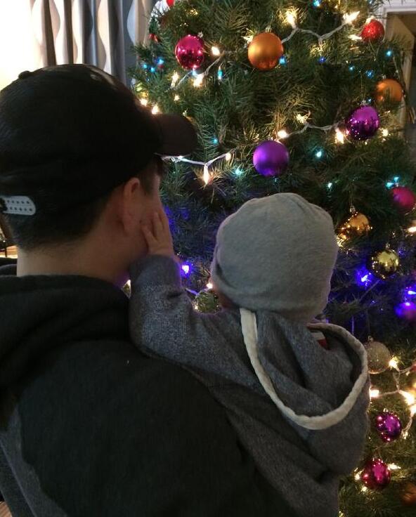等不及圣诞节了！李小鹏抱小儿子布置圣诞树 不见奥莉