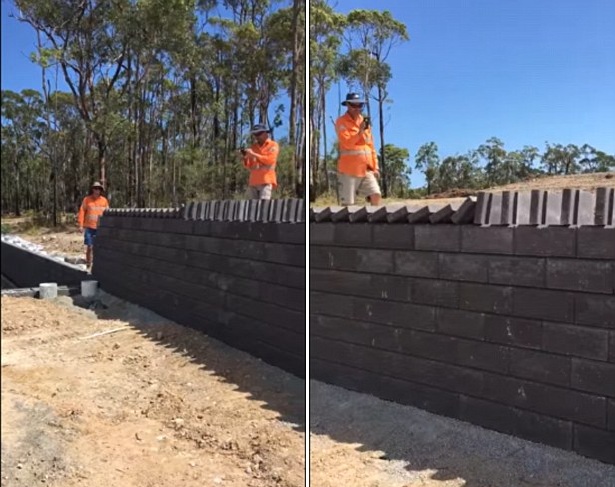 机智！澳大利亚工人运用多米诺骨牌效应完美砌墙