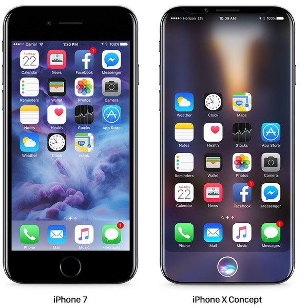 iPhone 8概念设计对比iPhone 7
