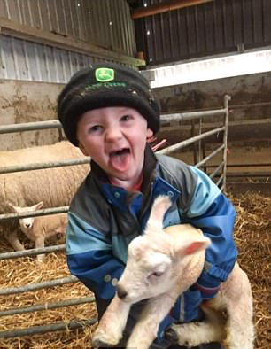 英国两岁萌娃迷上农场农活 还独自接生一只羊羔