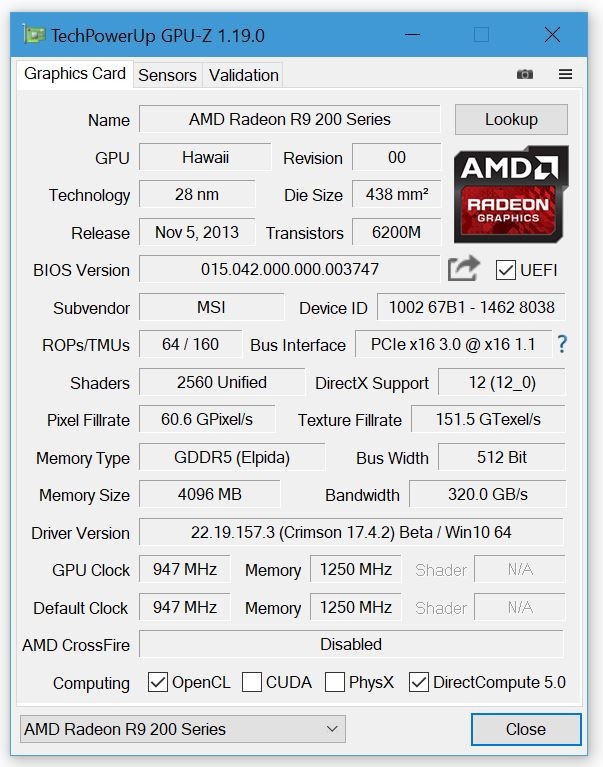 GPU-Z 1.19.0完整支持AMD RX 500：只待发布