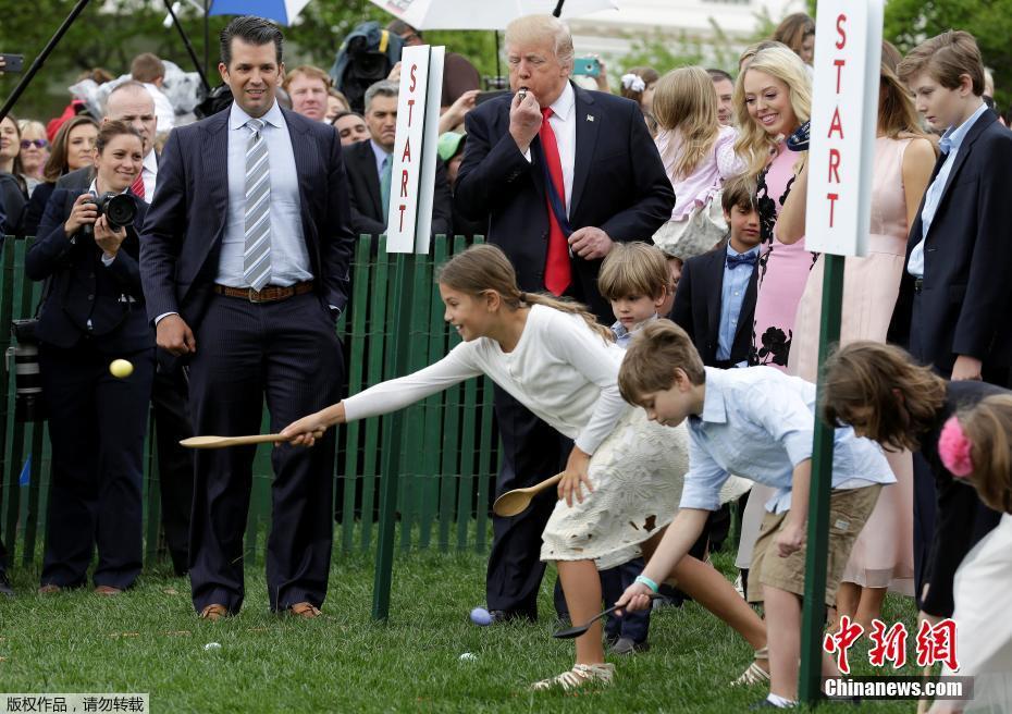 美国白宫庆祝复活节 总统特朗普变身“孩子王”