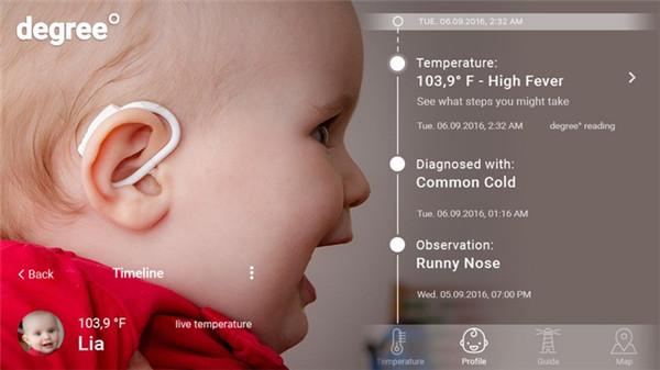 带着耳朵上的体温计 想知道孩子健康就看下手机