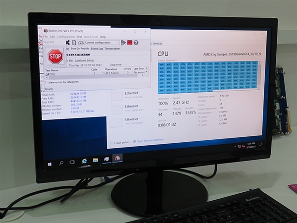 AMD Ryzen服务器PC展示：128个框框真是爽