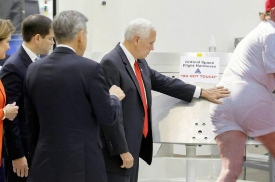 NASA航天设备贴“严禁触摸” 美副总统迈克·彭斯偏要摸（2）