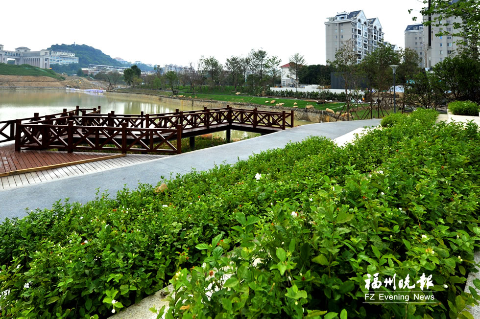 福州井店湖公园绿化基本完工 5个休闲广场环湖而建