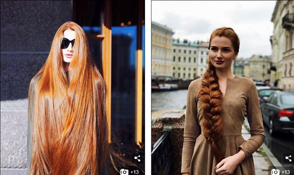 俄真人版“长发公主”秀发长逾1米 曾严重脱发（2）