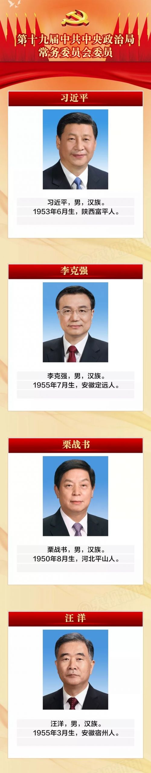 新一届中央政治局常委正式亮相