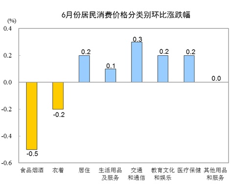 中国6月CPI同比增长1.9% 连续3个月处“1时代”