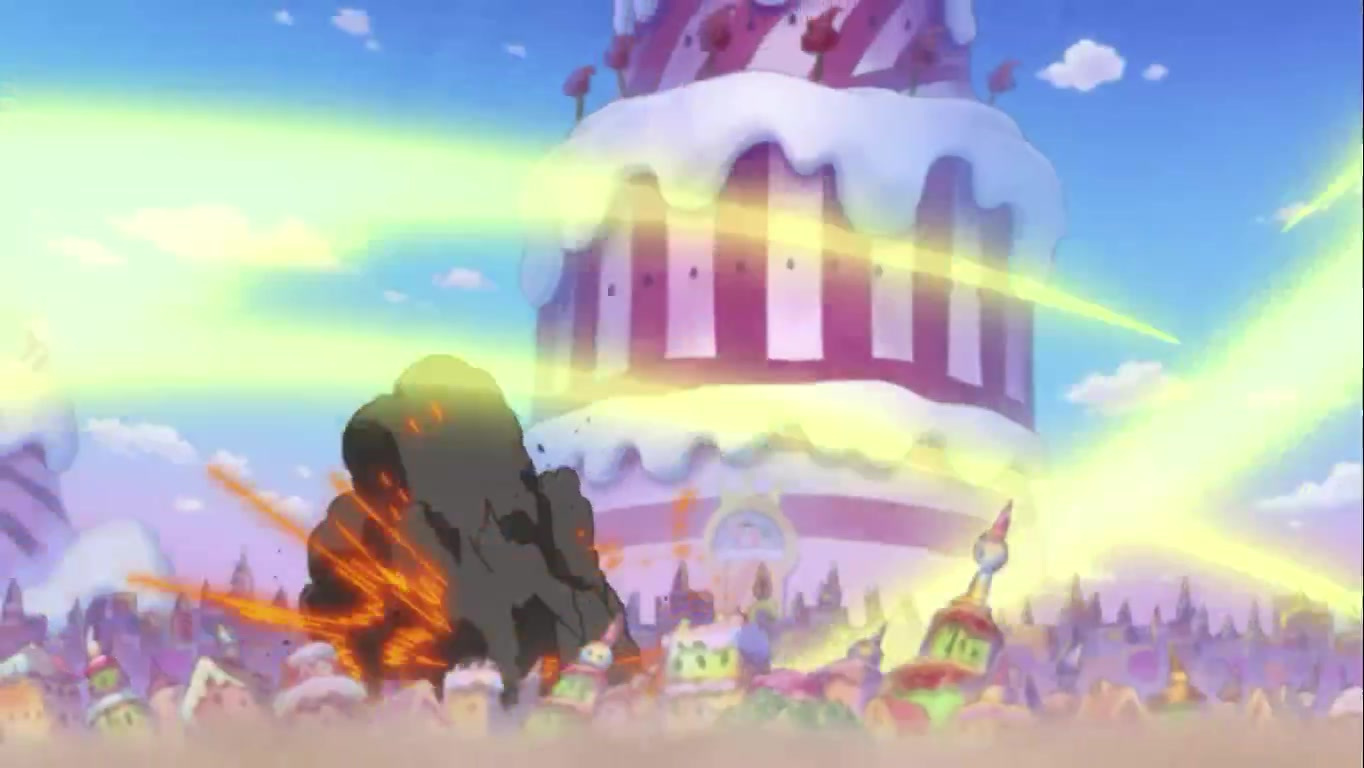 海贼王动画842：路飞被大妈瞬间打倒，结果蛋糕城被炸了！