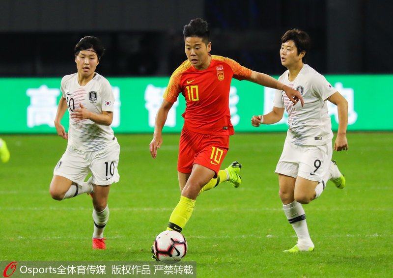 国际女足锦标赛中国女足胜韩夺冠 古雅沙凌空