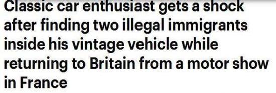 英国男子从法国买车运回国 其中竟藏两名非法移民