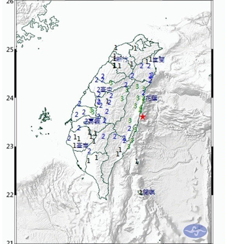 台湾今日发生两次地震：新北5.1级 花莲5.2级