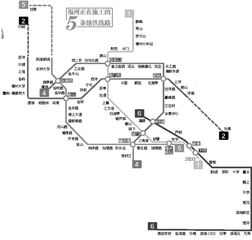 福州地铁建设提速 5条线同时施工