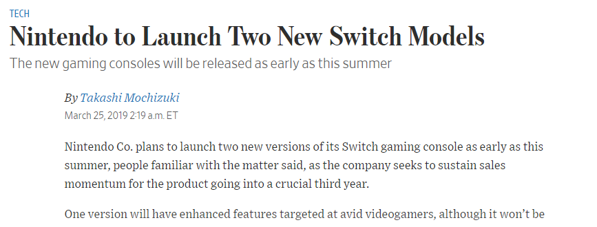 两款全新型号Switch主机？ 任天堂的战略雄心