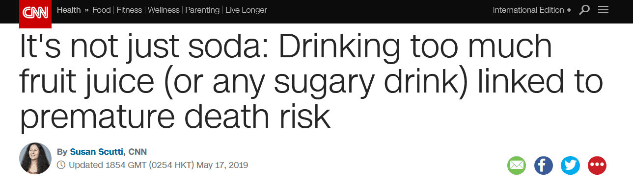 饮用果汁可能早死是真的吗 饮用果汁为何会导致早死