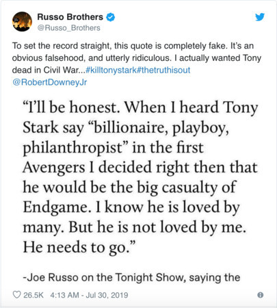 导演赐死钢铁侠怎么回事？罗素兄弟：希望在《美队3》就死