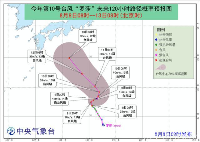 台风罗莎北上9号利奇马台风登陆浙江！台风罗莎利奇马最新实时路径图（3）
