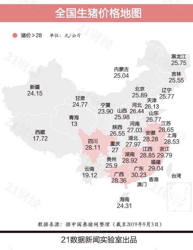 全国猪价地图出炉出炉哪个城市最贵？2019年猪肉价格大涨原因是什么
