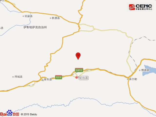 新疆巴音郭楞州轮台县4.1级地震 震源深度21千米