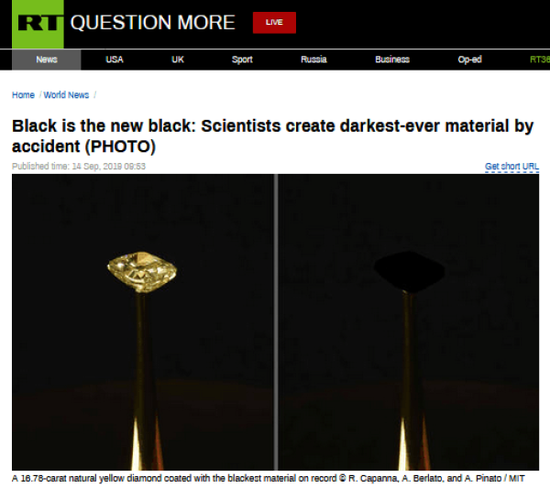 有史以来最黑材料是什么？ 有史以来最黑材料能吸收99.995%入射光