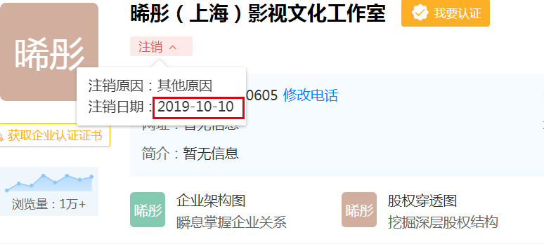 正式切割？毕滢名下最后一家张丹峰公司曝已注销