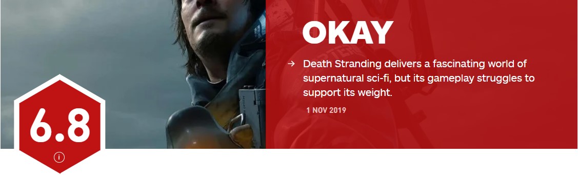 《死亡搁浅》IGN 6.8分 玩法难以支撑这种作品