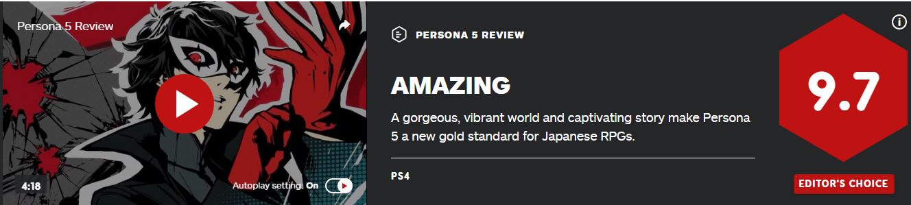 《女神异闻录5R》IGN 10分：较之原作更加优秀