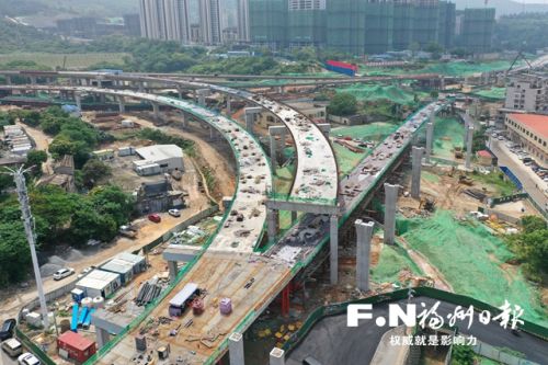 福州新店外环路项目东西段匝道桥实现连接 明年内陆续建成